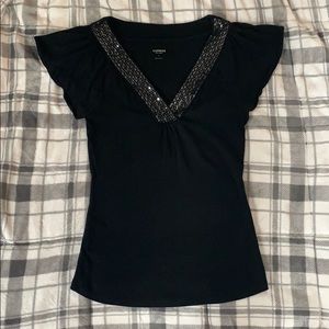 Express Shirt - Large Top - Sequins - Black